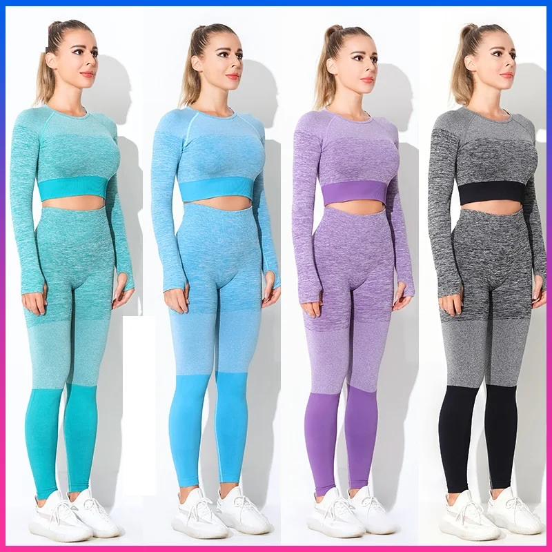 Women's tracksuit Sports Suits Seamless Yoga Sets Elasticity Bra Tight Long Sleeve Top Leggings Workout Fitness Sets Sportswear
Women's tracksuit Sports Suits Seamless Yoga Sets Elasticity Bra Tight Long Sleeve Top Leggings Workout Fitness Sets Sportswear