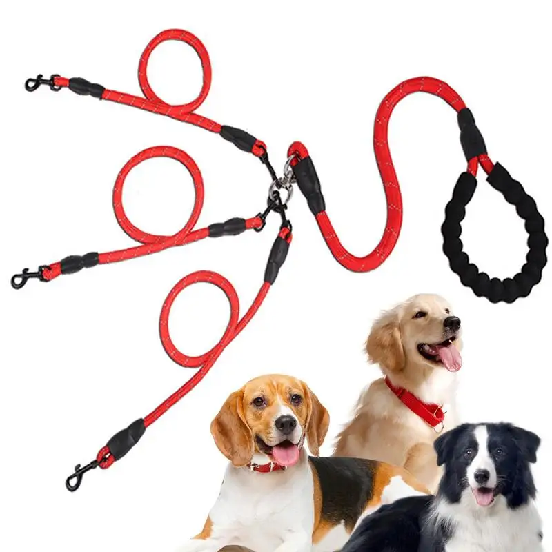 

3 Way Dog Leash No Tangles Safety Dog Lead Leashes Three Dog Leash Multi Way Splitter Multiple Dog Leash With 360 Swivel Device