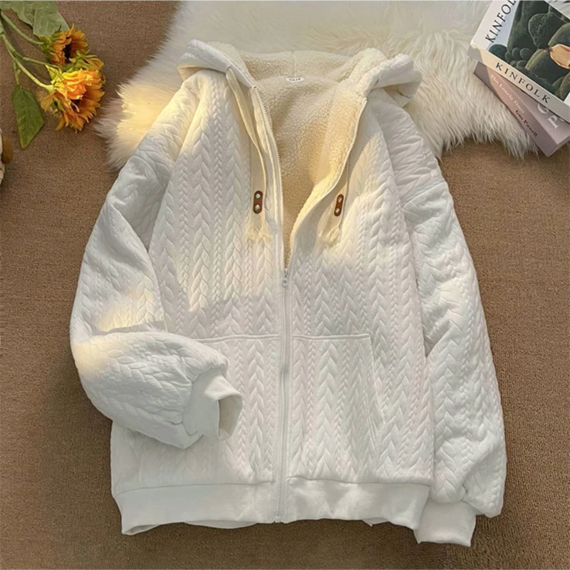DUOFAN Solid Color Hoodies Coats Women's Autumn and Winter Cashmere Thickened Lamb Wool Jackets Female Hooded Tops with Pockets
DUOFAN Solid Color Hoodies Coats Women's Autumn and Winter Cashmere Thickened Lamb Wool Jackets Female Hooded Tops with Pockets