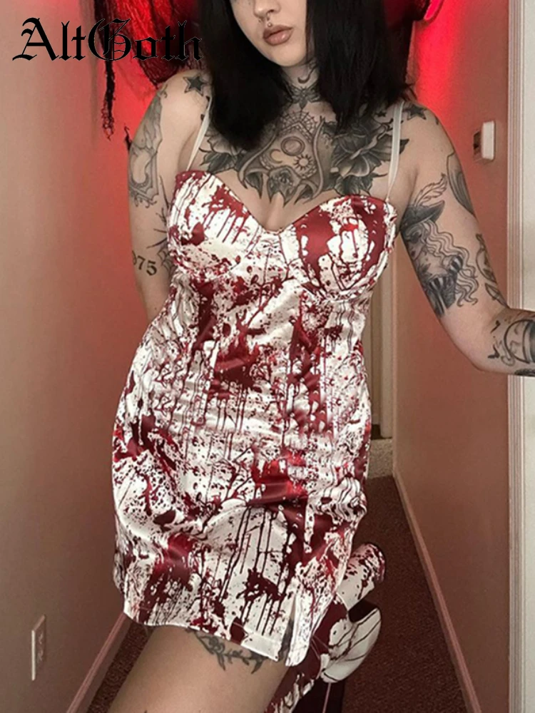 AltGoth Streetwear Goth Blood Print Dress Women Harajuku Grunge Emo Alternative Spaghetti Strap Bodycon Dress Y2k E-girl Clothes
AltGoth Streetwear Goth Blood Print Dress Women Harajuku Grunge Emo Alternative Spaghetti Strap Bodycon Dress Y2k E-girl Clothes