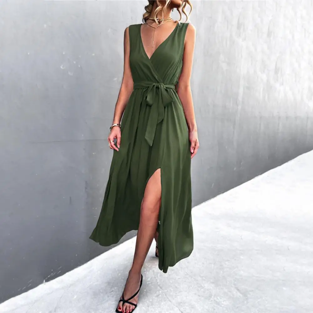 Hot !New Cross Wrap Belt Split Hem Solid Color Lace-Up Female Dress V-neck Sleeveless Long Dresses For Women 2022Female Clothing
Hot !New Cross Wrap Belt Split Hem Solid Color Lace-Up Female Dress V-neck Sleeveless Long Dresses For Women 2022Female Clothing