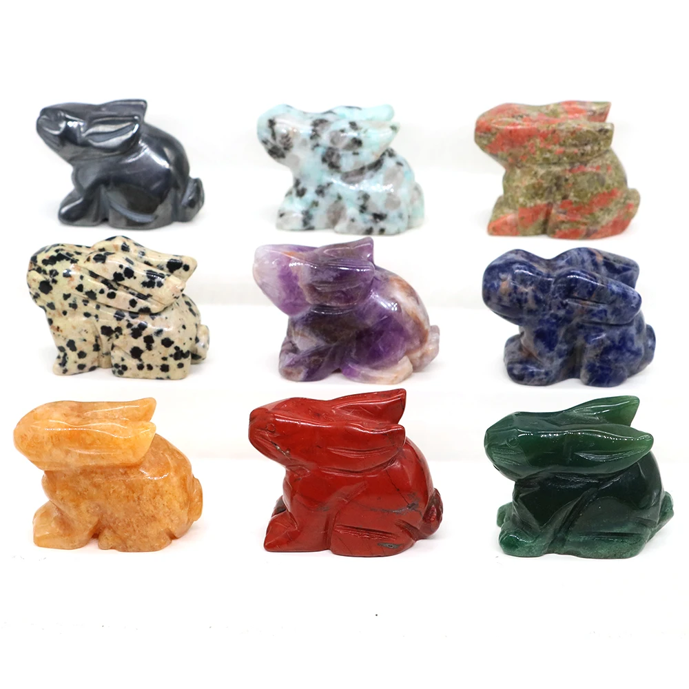 1.5" Elf Rabbit Natural Stone Healing Reiki Crystal Quartz Agate Bunny Animal Craft Figurines Hand Carving Home Decoration Gift
1.5" Elf Rabbit Natural Stone Healing Reiki Crystal Quartz Agate Bunny Animal Craft Figurines Hand Carving Home Decoration Gift