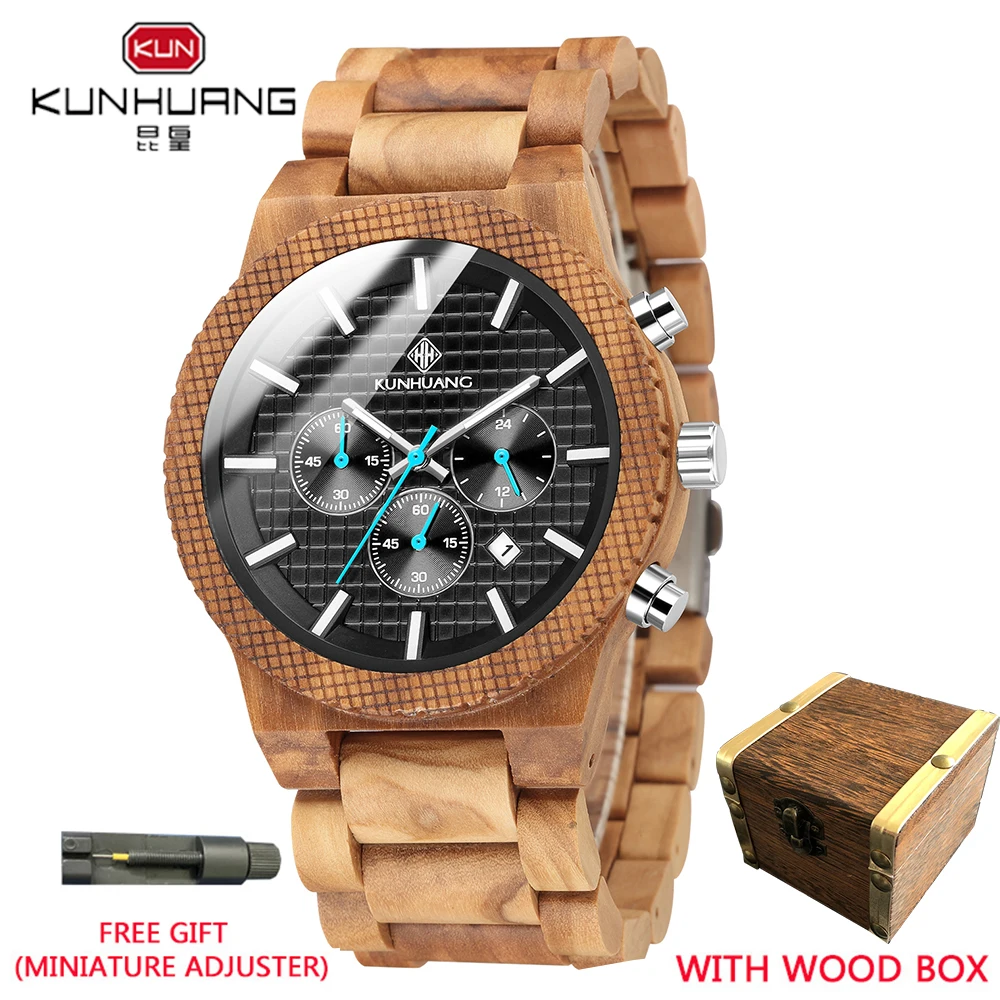 Natural Wooden Men's Watch Zebra Wood Multifunctional Quartz Movement Three Eyes Big Dial Chronograph Retro Fashion Men's Watch
Natural Wooden Men's Watch Zebra Wood Multifunctional Quartz Movement Three Eyes Big Dial Chronograph Retro Fashion Men's Watch