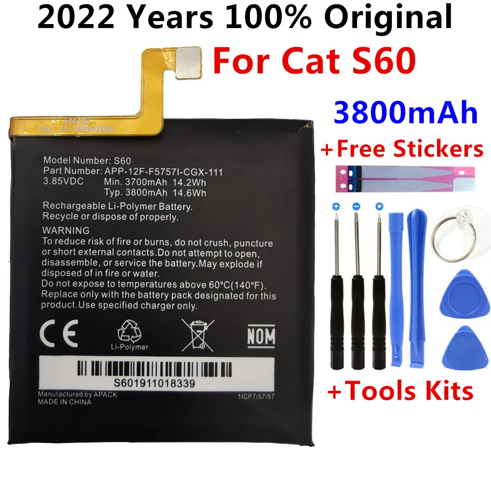 100% Original Replacement battery 3800mah For Caterpillar Cat S60 APP-12F-F57571-CGX-111 batteries Bateria+Gift Tools +Stickers
100% Original Replacement battery 3800mah For Caterpillar Cat S60 APP-12F-F57571-CGX-111 batteries Bateria+Gift Tools +Stickers