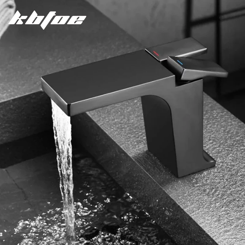 Luxury Hot and Cold Dual Control Basin Faucet Waterfall Bathroom Mixer Tap Brass Deck Mounted Vanity Sink Wash Basin Taps 
Luxury Hot and Cold Dual Control Basin Faucet Waterfall Bathroom Mixer Tap Brass Deck Mounted Vanity Sink Wash Basin Taps
