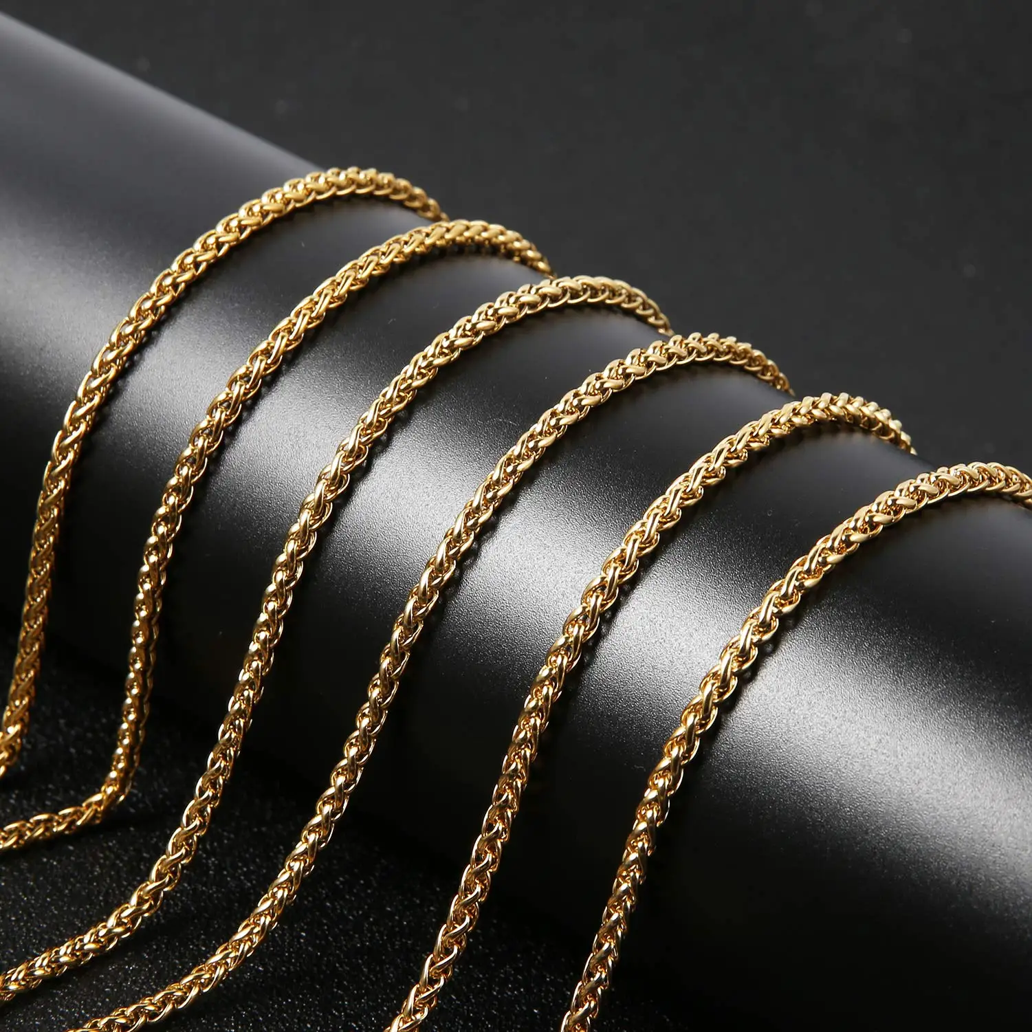 HZMAN 3.0 mm Silver Gold Black Stainless Steel Wheat Link Chain Necklaces for Men Women 16in-30in Fashion Jewelry Gift
HZMAN 3.0 mm Silver Gold Black Stainless Steel Wheat Link Chain Necklaces for Men Women 16in-30in Fashion Jewelry Gift