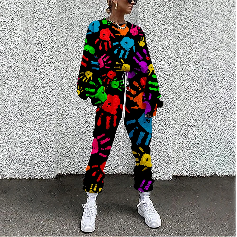 Women Fashion Two Piece Set Suit Outfits Painted Graffiti Print Casual Sport Suit Winter Woman Set Autumn Women Tracksuit Lady
Women Fashion Two Piece Set Suit Outfits Painted Graffiti Print Casual Sport Suit Winter Woman Set Autumn Women Tracksuit Lady