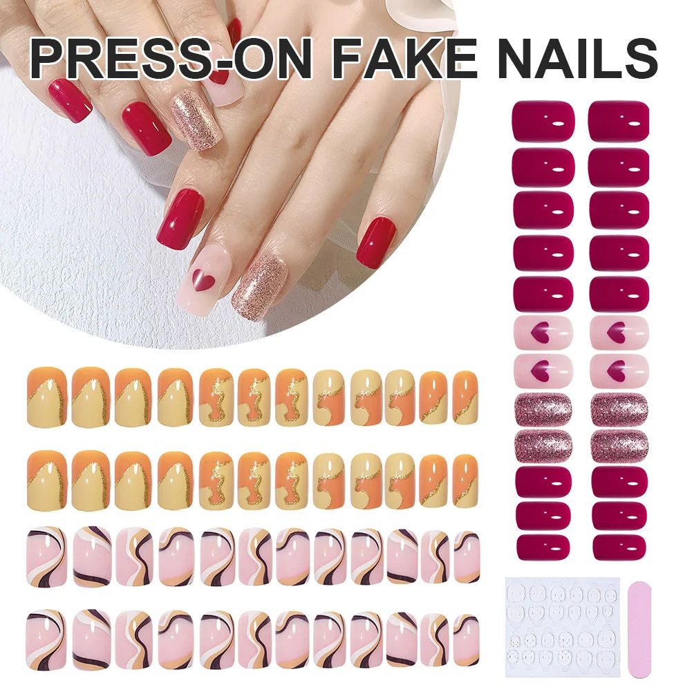24Pcs Press On Fake Nail Tips Reusable Short Full Cover False Nails With Glue Artificial Nails Manicure Set
24Pcs Press On Fake Nail Tips Reusable Short Full Cover False Nails With Glue Artificial Nails Manicure Set
