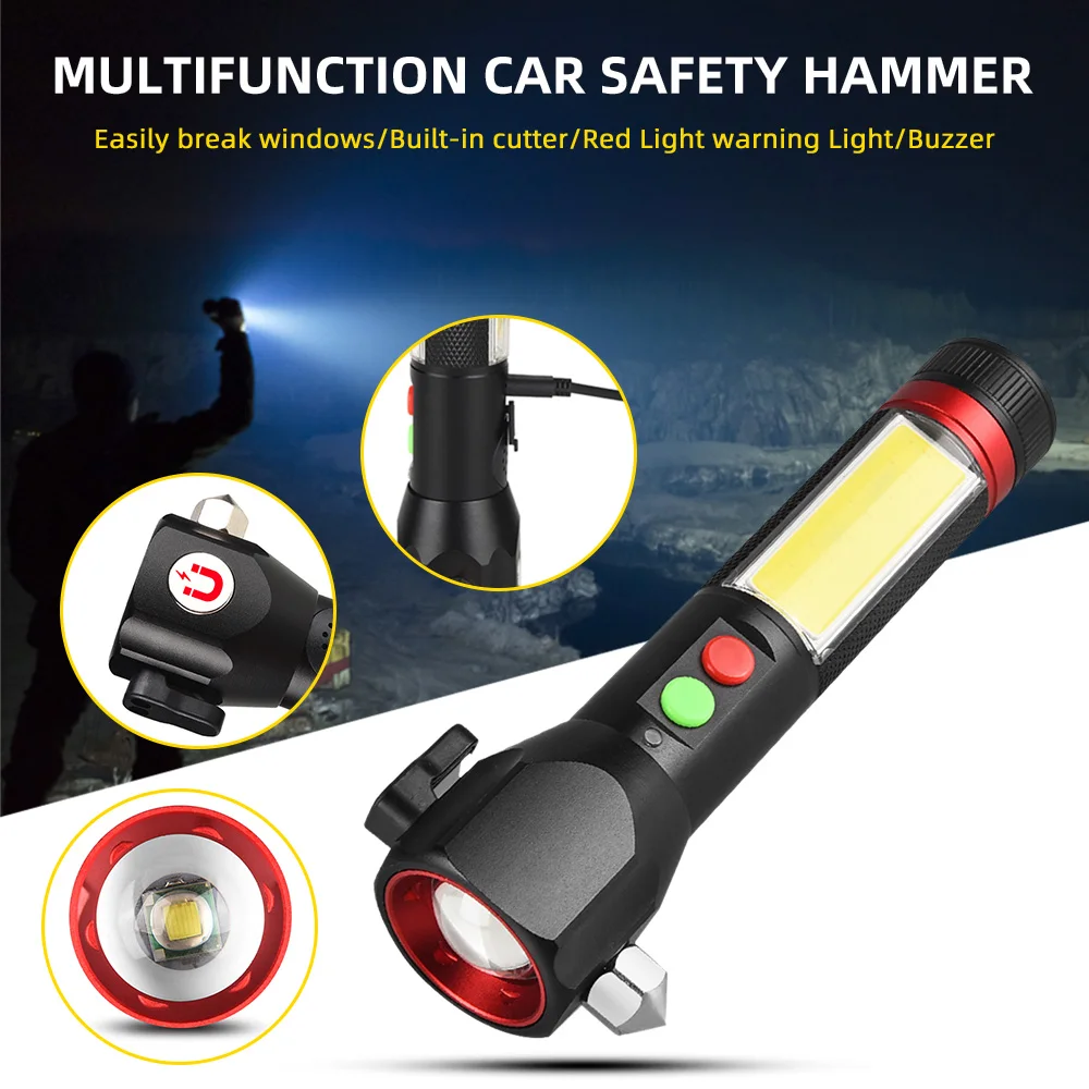 T6 Multifunctional LED Powerful Emergency Flashlight USB Rechargeable Power Bank Torch Lamp With Sound Light Alarm Compass
T6 Multifunctional LED Powerful Emergency Flashlight USB Rechargeable Power Bank Torch Lamp With Sound Light Alarm Compass