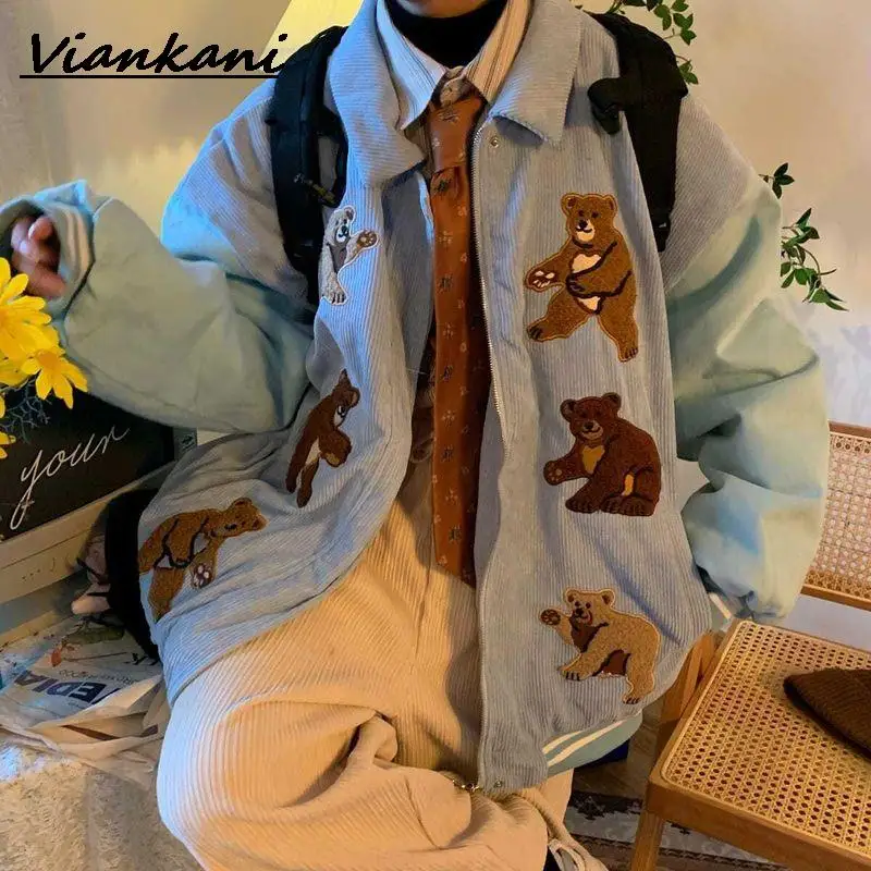 Women Jackets 2021 New Spring Bear Embroidery Corduroy Preppy Style Vintage Jacket Fashion Loose BF Streetwear Coats Tops
Women Jackets 2021 New Spring Bear Embroidery Corduroy Preppy Style Vintage Jacket Fashion Loose BF Streetwear Coats Tops