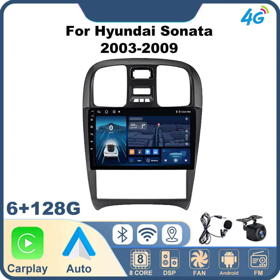 9-дюймовый автомобильный радиоприемник Android Setero беспроводной Carplay 4G NET для Hyundai Sonata