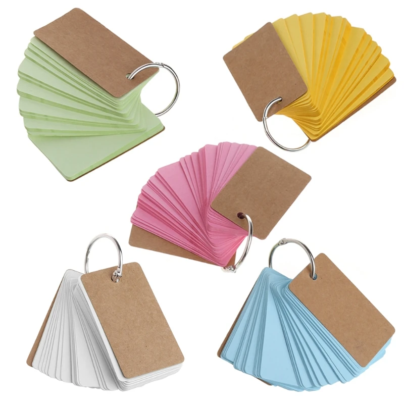 

1Pc Kraft Paper Binder Ring Easy Flip Flash Cards Study Memo Pads DIY Stationery D5QC