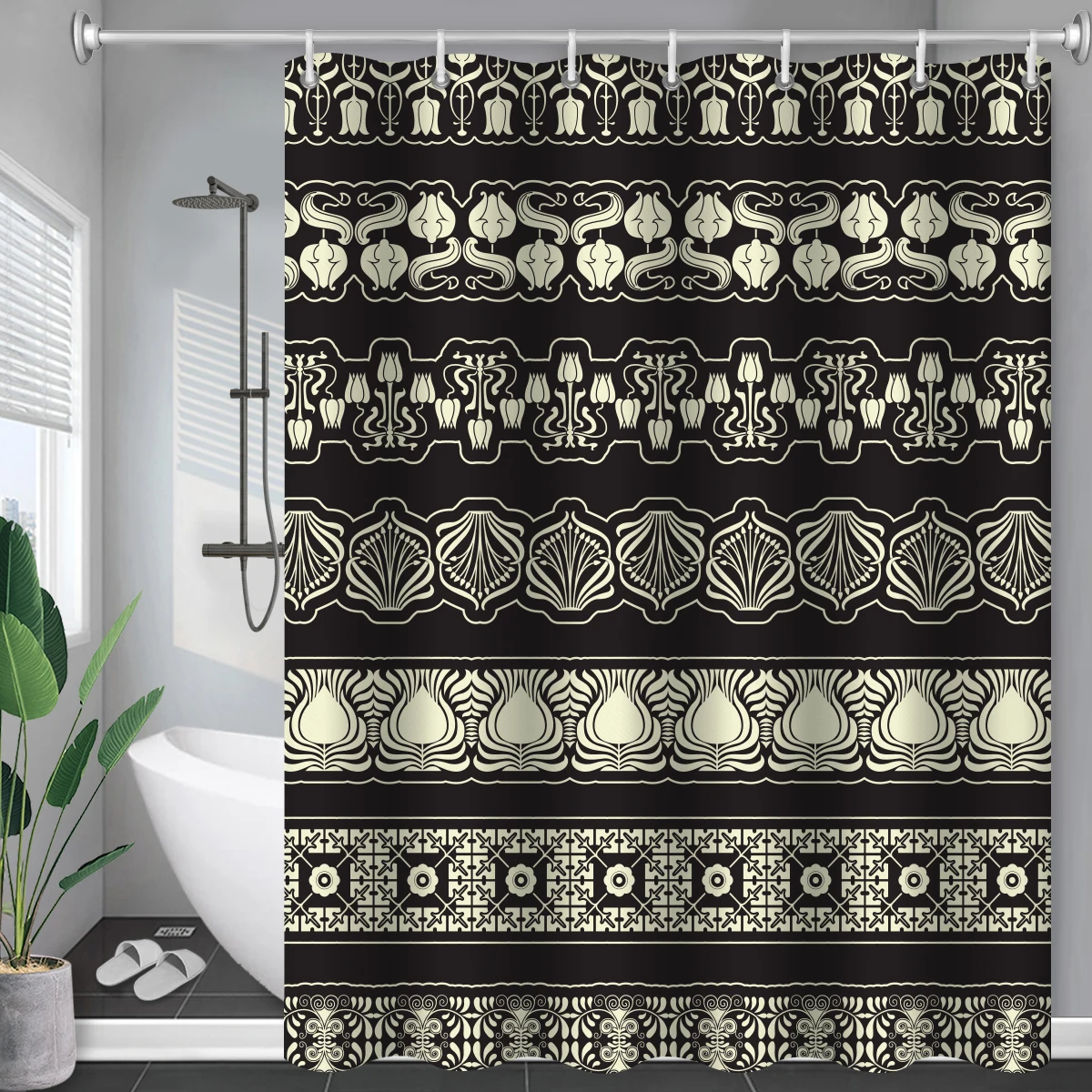 Fabric Black Shower Curtain Liner Bathroom Accessories Duschvorha Geometric Strip Print Waterproof With Hooks Boho White Modern 
Fabric Black Shower Curtain Liner Bathroom Accessories Duschvorha Geometric Strip Print Waterproof With Hooks Boho White Modern
