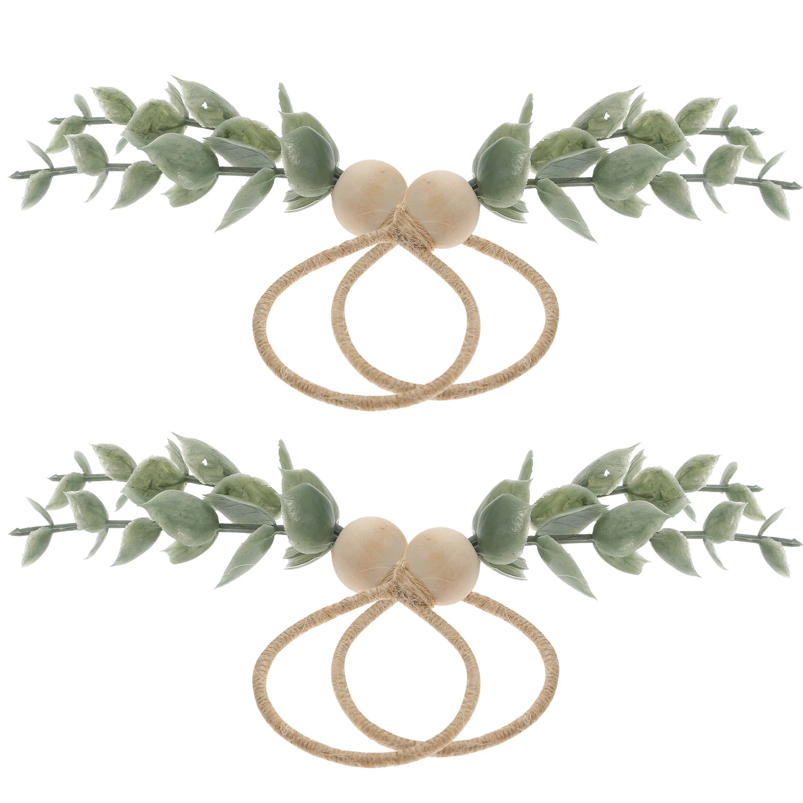 

Napkin Rings Holders Easter Eucalyptus Wooden Beads Leaf Greenery Farmhouse Spring Rustic Decorative Serviette Buckles