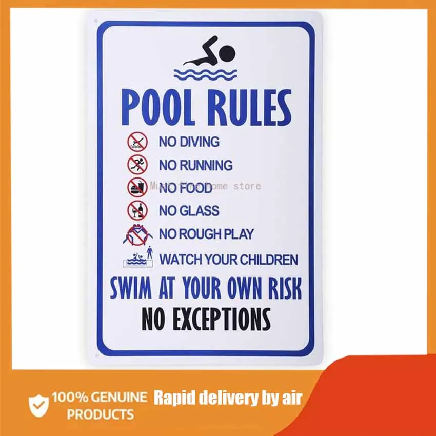 

Правила бассейна плавать под вашим собственным риском Предупреждение ный металлический знак, защитные жестяные знаки для плавания в бассе...