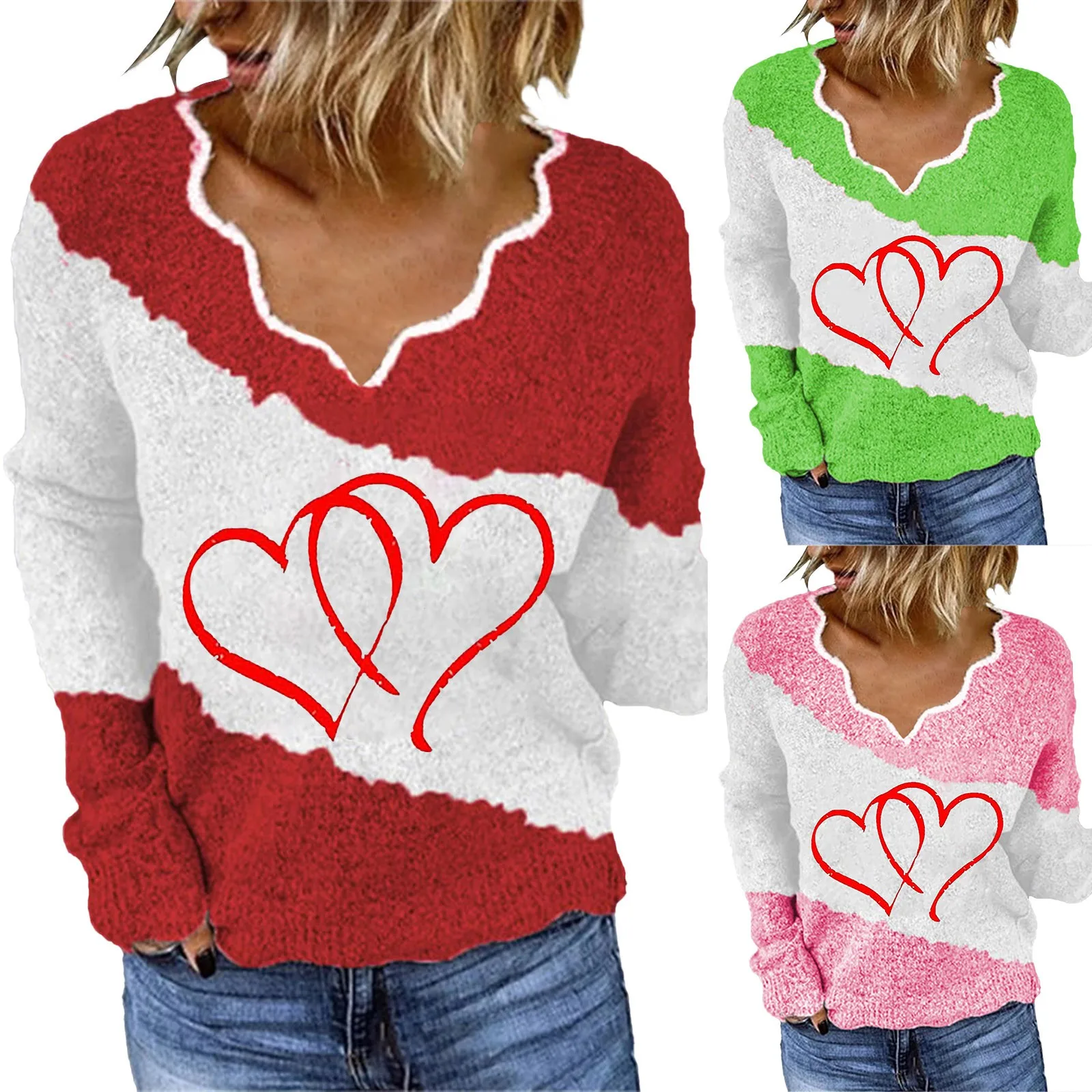 Women Heart Printing V Neck Sweatshirt Top Long Sleeved Sweatshirt Casual Blouse Temperament Pullover Top Women
Women Heart Printing V Neck Sweatshirt Top Long Sleeved Sweatshirt Casual Blouse Temperament Pullover Top Women