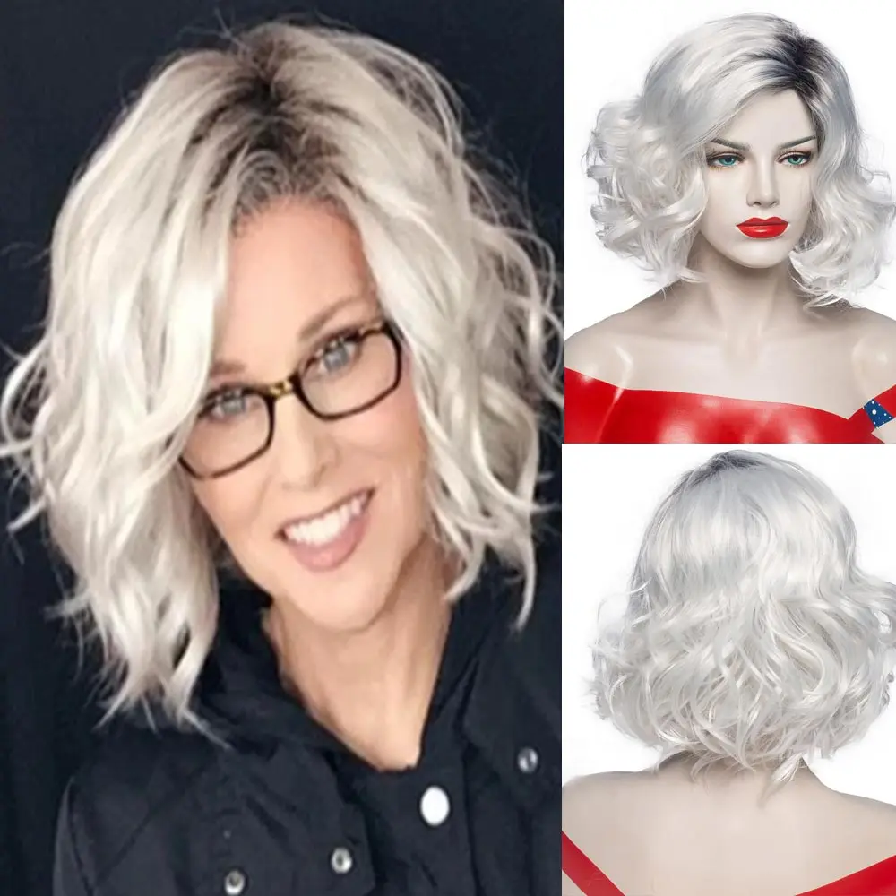 Women's Fashion Wigs Grey Curly Wigs Ombre Hair Natural Loose Wave Short Synthetic Curly Hair Party Wigs Silver Gray Mommy Wigs
Women's Fashion Wigs Grey Curly Wigs Ombre Hair Natural Loose Wave Short Synthetic Curly Hair Party Wigs Silver Gray Mommy Wigs