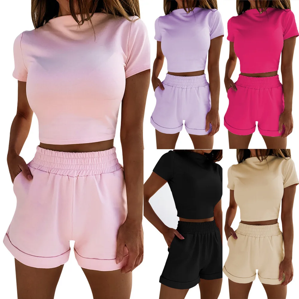 2 Piece Set Women Summer O Neck Casual Crop Top Female Clothing Tracksuit Pockets Loose Shorts Two Piece
2 Piece Set Women Summer O Neck Casual Crop Top Female Clothing Tracksuit Pockets Loose Shorts Two Piece