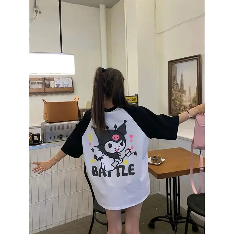 Милый мультяшный кавайный Sanrioed Kuromi Новинка 100% тяжелый хлопковый ретро Топ для девочек свободного кроя с короткими рукавами и принтом
Милый мультяшный кавайный Sanrioed Kuromi Новинка 100% тяжелый хлопковый ретро Топ для девочек свободного кроя с короткими рукавами и принтом