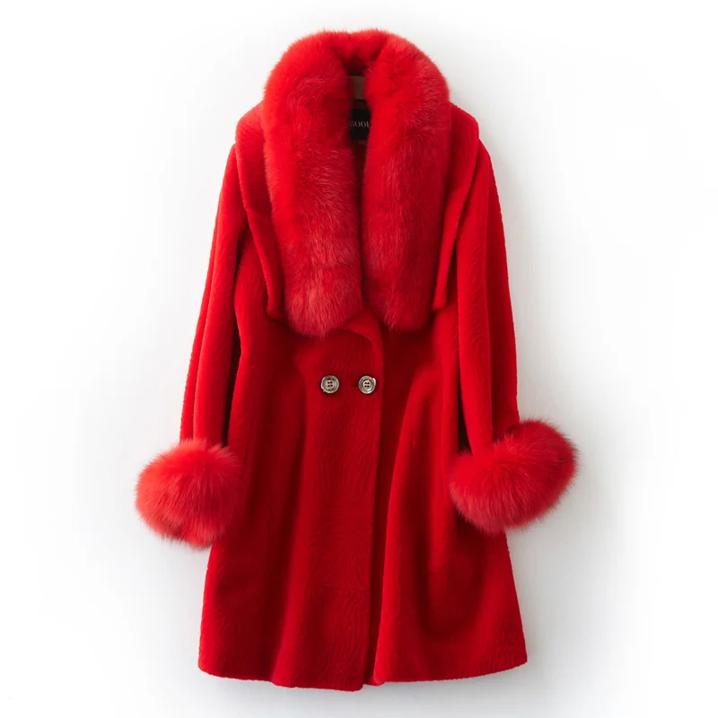 Korean Long Wool Jacket Winter Real Tops Fox Collar Sheep Shearing Fur Coat Women Clothes
Korean Long Wool Jacket Winter Real Tops Fox Collar Sheep Shearing Fur Coat Women Clothes