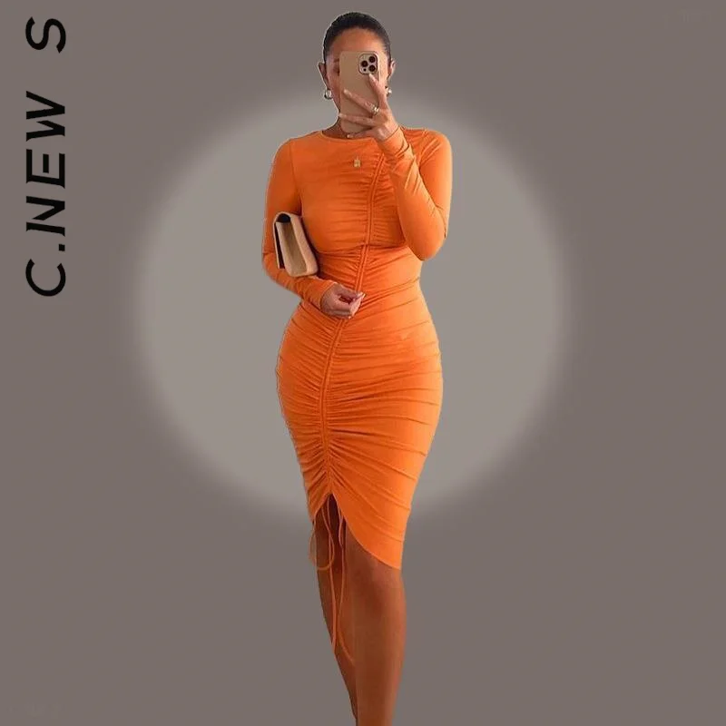 C.New S 2022 O Neck Long Sleeve Bodycon Dress Autumn Drawstring Ruched Orange Sexy Dresses For Women Ladies Blue Midi Dress
C.New S 2022 O Neck Long Sleeve Bodycon Dress Autumn Drawstring Ruched Orange Sexy Dresses For Women Ladies Blue Midi Dress