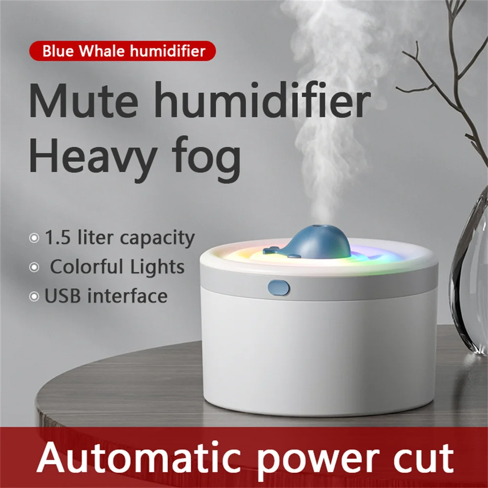 1500ML Portable Cold Mist Mini Blue Whale Humidifier, USB Desktop Cool Spray for Office, Car, Baby Room with LED Lights, White
1500ML Portable Cold Mist Mini Blue Whale Humidifier, USB Desktop Cool Spray for Office, Car, Baby Room with LED Lights, White
