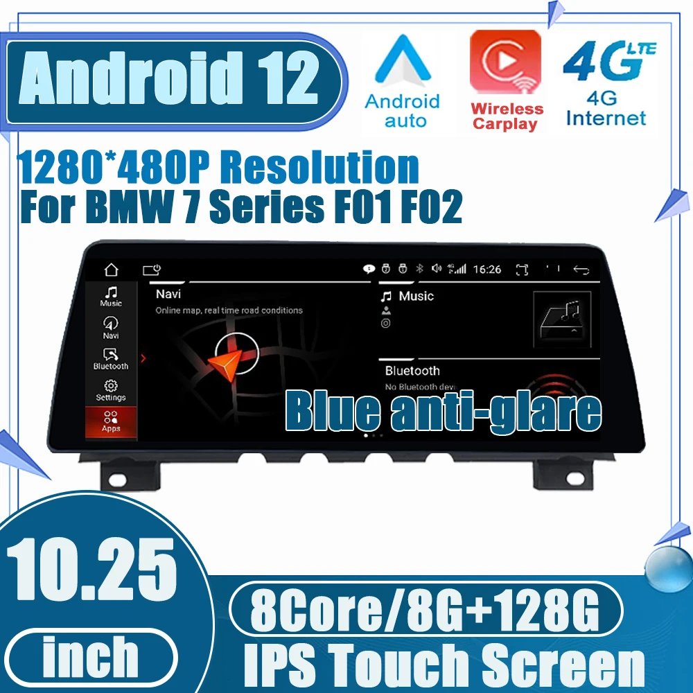

Screen Carplay Multimedia Android 12 Stereo For BMW 7 Series F01 F02 CIC NBT System Auto Radio Navigation Video 10.25" BT