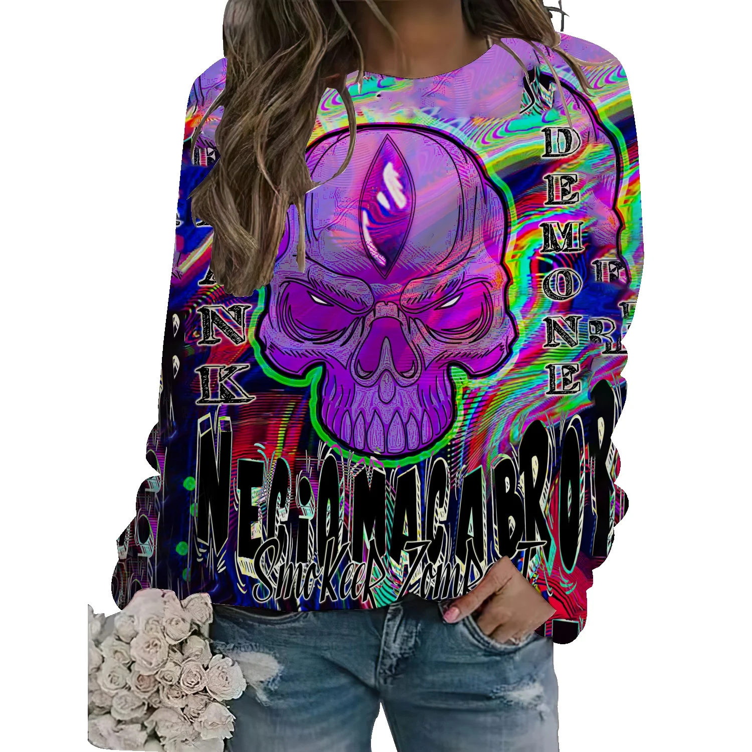 American street skull round neck sweater women's early autumn INS tide brand thin section loose couple clothes top coat
American street skull round neck sweater women's early autumn INS tide brand thin section loose couple clothes top coat