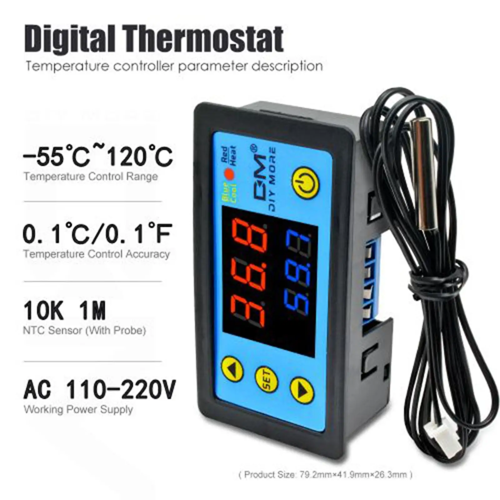 Digital Temperature Switch Controller Thermostat with NTC Adjustable Thermostat Thermostat Digital Control Switch
Digital Temperature Switch Controller Thermostat with NTC Adjustable Thermostat Thermostat Digital Control Switch