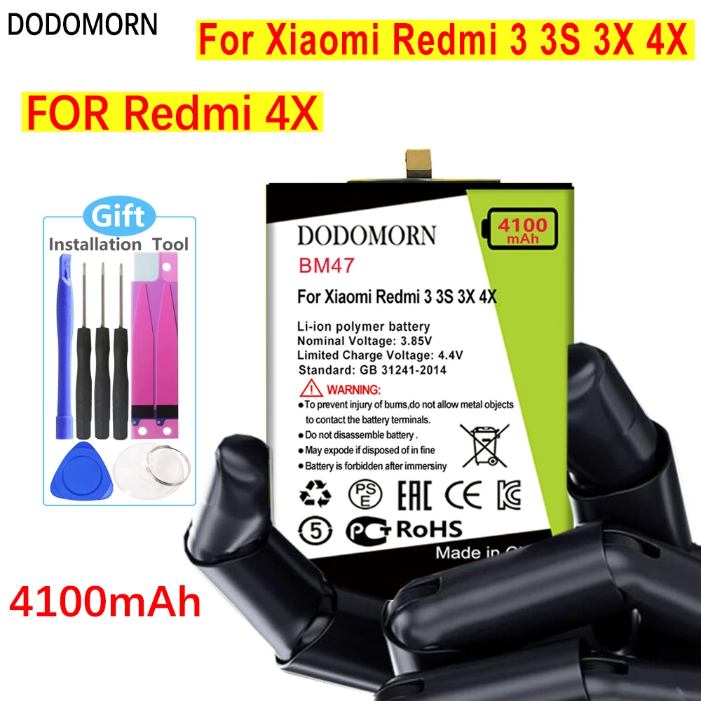 DODOMORN BM47 Новый аккумулятор для смартфона Xiaomi Redmi 3 3S 3X 4X
DODOMORN BM47 Новый аккумулятор для смартфона Xiaomi Redmi 3 3S 3X 4X