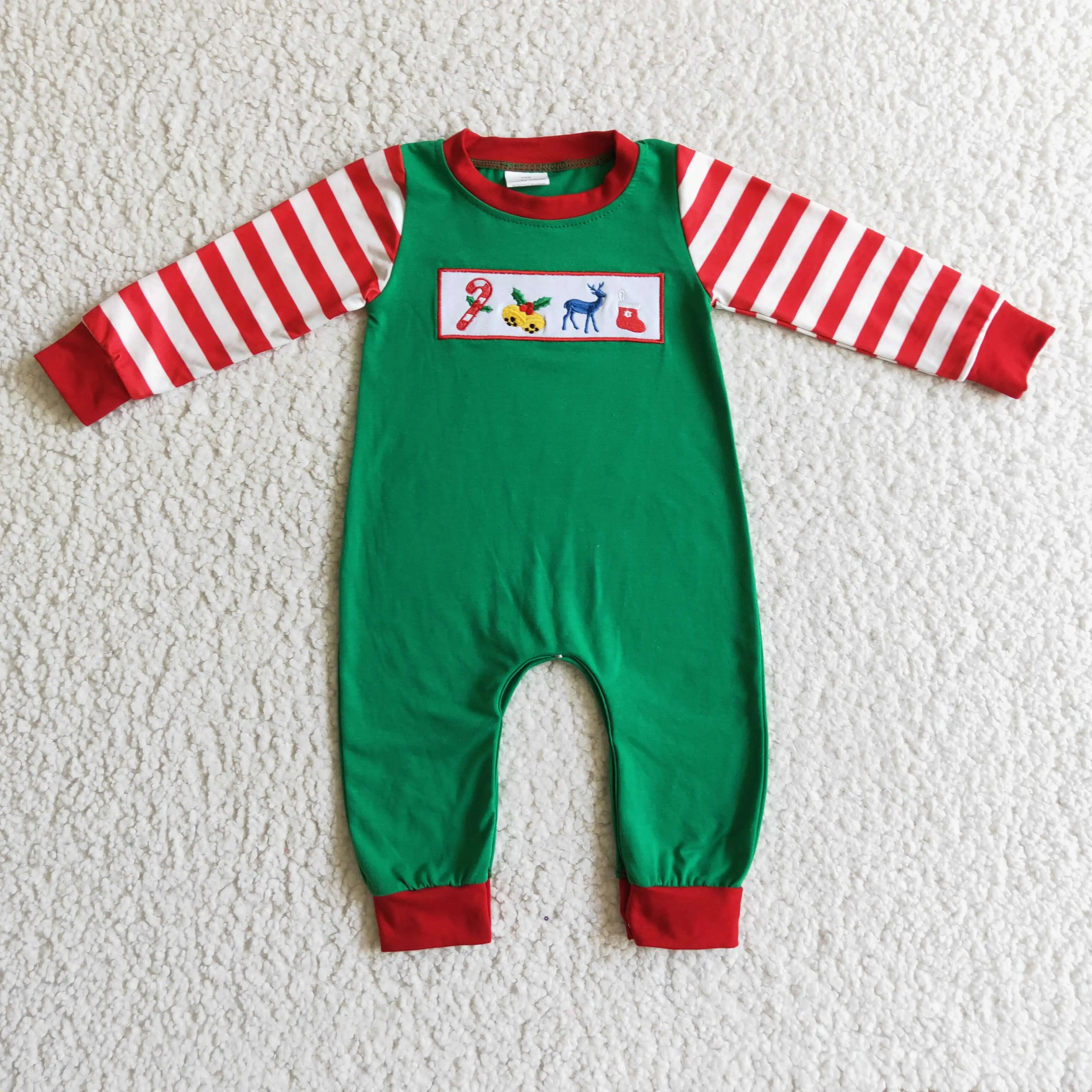 2022 Christmas boys romper embroidery pattern red stripe sleeve autumn winter 100% cotton new born baby clothing wholesale
2022 Christmas boys romper embroidery pattern red stripe sleeve autumn winter 100% cotton new born baby clothing wholesale