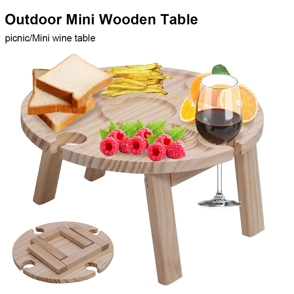 Mini Wooden Table Portable Foldable Picnic Table with Glass Holder Compartmental Dishes Beach Table for Outdoor Camping
Mini Wooden Table Portable Foldable Picnic Table with Glass Holder Compartmental Dishes Beach Table for Outdoor Camping