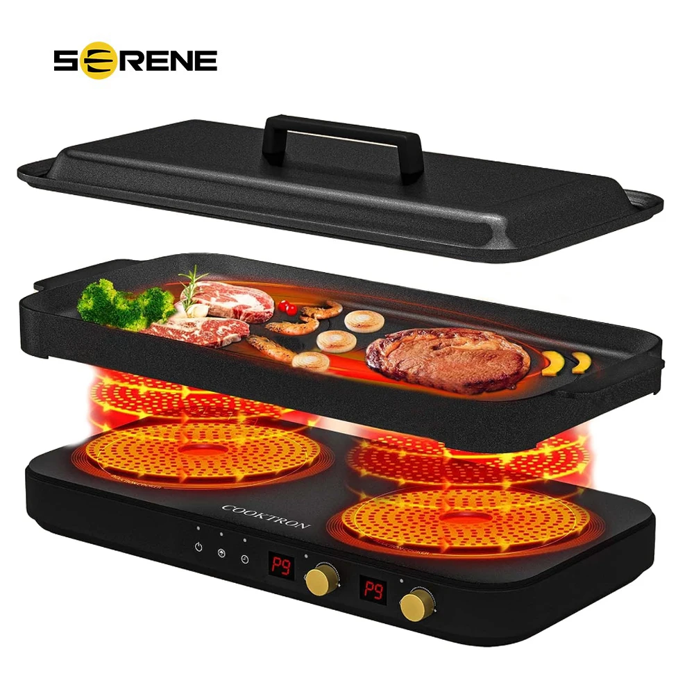 Плита COOKTRON переносная индукционная варочная панель 2 со съемной чугунной сковородкой, антипригарная, 1800 Вт, двойная индукционная варочная панель
Плита COOKTRON переносная индукционная варочная панель 2 со съемной чугунной сковородкой, антипригарная, 1800 Вт, двойная индукционная варочная панель