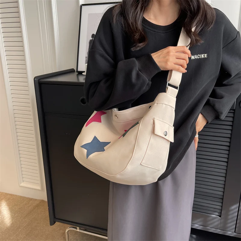 2023 New Women's Canvas Star Bag Popular This Year Student Large Capacity Commuter Tote Casual One Shoulder Crossbody Bag
2023 New Women's Canvas Star Bag Popular This Year Student Large Capacity Commuter Tote Casual One Shoulder Crossbody Bag
