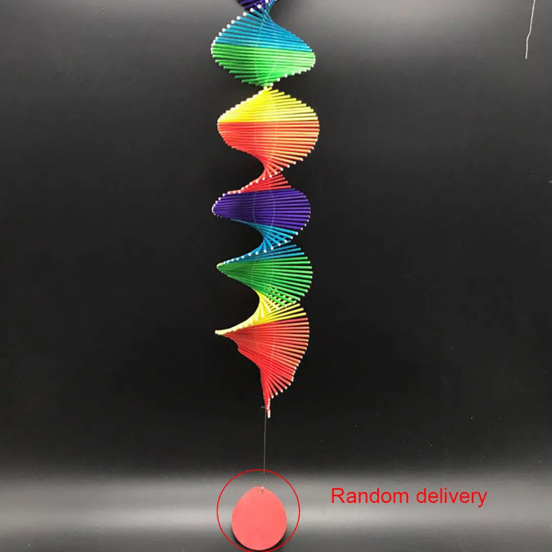 

High quality Decorative Twisted Rainbow Wood 80*50*8cm Wind Chime Pendant Garden Colourful Kindergarten Newest