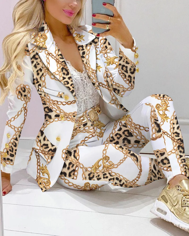 2022 femme formal jacket & pants office lady outfits autumn female two pieces set chain printing blazer jacket & pants suit sets
2022 femme formal jacket & pants office lady outfits autumn female two pieces set chain printing blazer jacket & pants suit sets