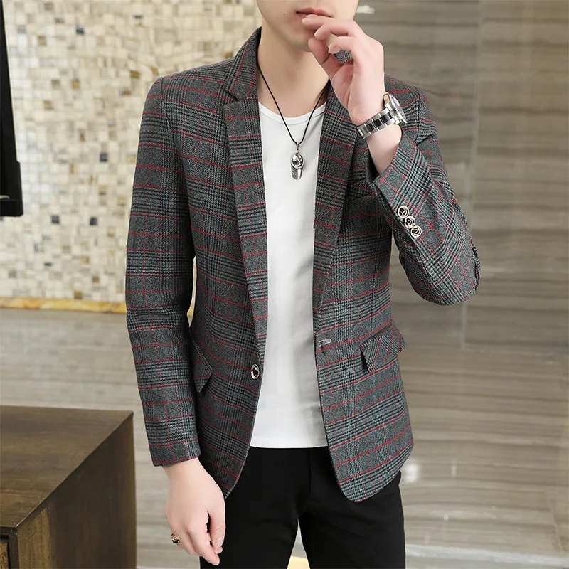HO 2022 Men's Spring New Plaid Suit Youth Fashion Casual Slim-Fitting blazers
HO 2022 Men's Spring New Plaid Suit Youth Fashion Casual Slim-Fitting blazers