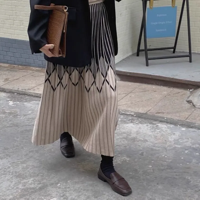 Женское трикотажное платье до середины икры, элегантное клетчатое контрастное длинное платье с широкими бедрами и плиссированной юбкой, милое элегантное свободное платье с высокой талией для зимы
Женское трикотажное платье до середины икры, элегантное клетчатое контрастное длинное платье с широкими бедрами и плиссированной юбкой, милое элегантное свободное платье с высокой талией для зимы