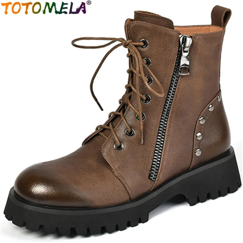 TOTOMELA 2022 New Zipper Ladies Ankle Boots Genuine Leather Winter Boots Woman Vintage Square Toe Platform Shoes
TOTOMELA 2022 New Zipper Ladies Ankle Boots Genuine Leather Winter Boots Woman Vintage Square Toe Platform Shoes