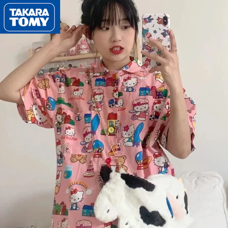 TAKARA TOMY Summer New Girl Hello Kitty Pink Printed Sweet Short-sleeved Shirt Student Loose Breathable Cool Half-sleeve Top
TAKARA TOMY Summer New Girl Hello Kitty Pink Printed Sweet Short-sleeved Shirt Student Loose Breathable Cool Half-sleeve Top