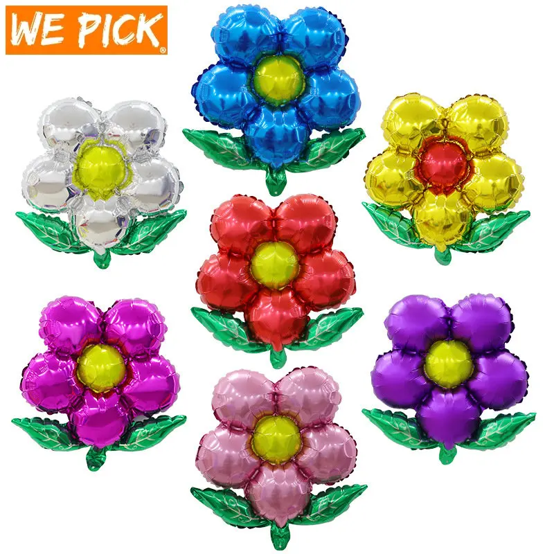 

Colored Five-Petal Flower Inflatable Toys Red Rose Foil Balloon Birthday Shop Opening Decor Ball Little Girl Favorite Toy Gift