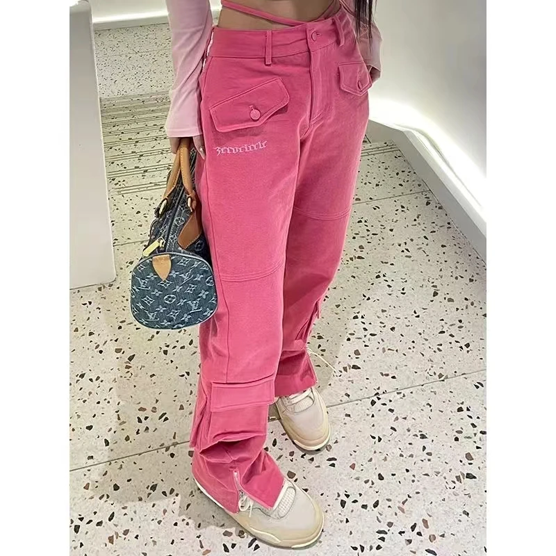 Pink High Waist Women's Jeans Streetwear Wide Leg Zipper Chic Design Cargo Denim Pants Casual Baggy Vintage Female Denim Trouser
Pink High Waist Women's Jeans Streetwear Wide Leg Zipper Chic Design Cargo Denim Pants Casual Baggy Vintage Female Denim Trouser