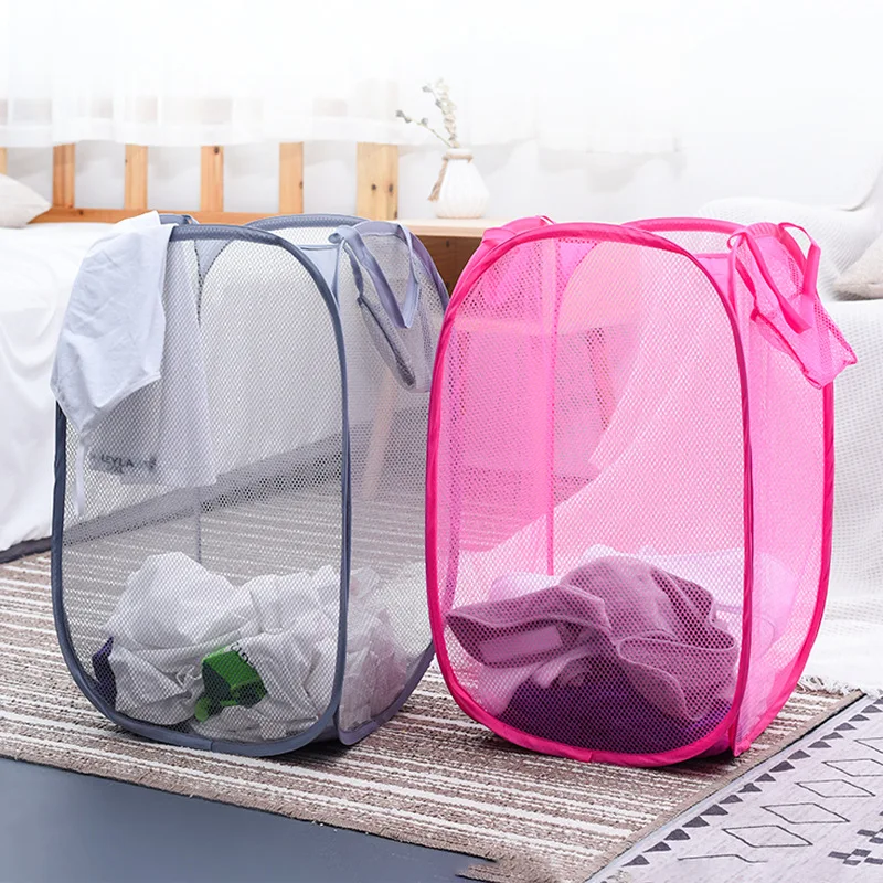 

Foldable Laundry Baskets Easy Open Mesh Laundry Clothes Organizer Hamper Basket Dirty Sorting Basket Sundries Storage