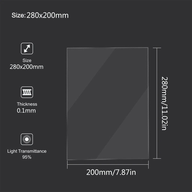 2 упаковки, Спусковая пленка FEP 200x280 мм, пленка SLA/LCD FEP для 3D принтеров из смолы, толщина 0,1 мм
2 упаковки, Спусковая пленка FEP 200x280 мм, пленка SLA/LCD FEP для 3D принтеров из смолы, толщина 0,1 мм