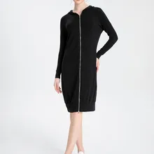 AS 2023 spring- summer woman zipper dress soft modal double ribbing breathable lady wear cover the knee