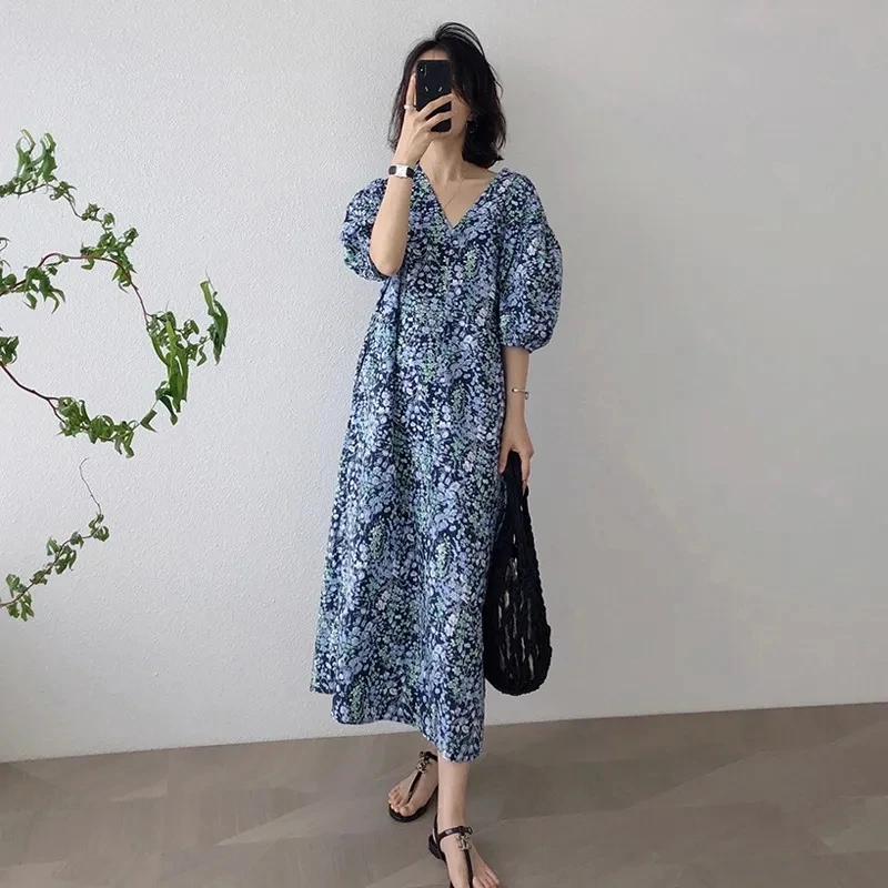 Sweet Puff Sleeve Floral Dress Women Korean Fashion Summer French Retro Long Dresses Beach Seaside Holiday Clothing Robe Femme
Sweet Puff Sleeve Floral Dress Women Korean Fashion Summer French Retro Long Dresses Beach Seaside Holiday Clothing Robe Femme