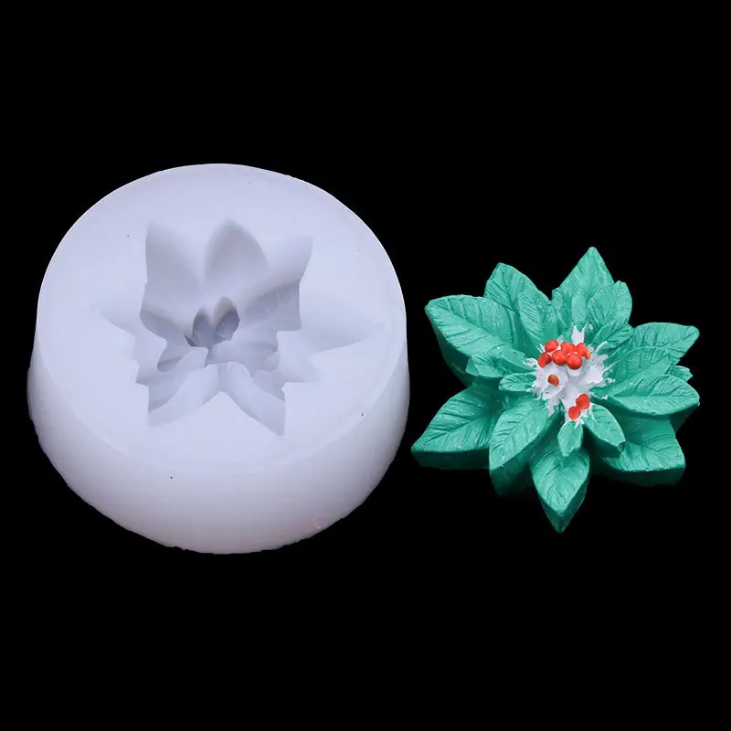 

3D Christmas Holly Leaf Silicone Molds DIY Aromatherapy Soap Candle Mold Gypsum Handmade Cake Chocolate Resin Making Home Decor