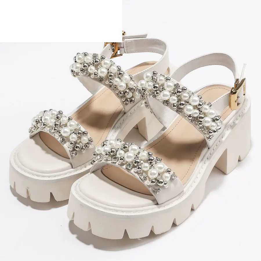 6.5cm Square Heel Women Platform Sandals Wedge for Women Summer Shoes Slides Slippers Buckle Cute Elegant Pearl Sandals
6.5cm Square Heel Women Platform Sandals Wedge for Women Summer Shoes Slides Slippers Buckle Cute Elegant Pearl Sandals