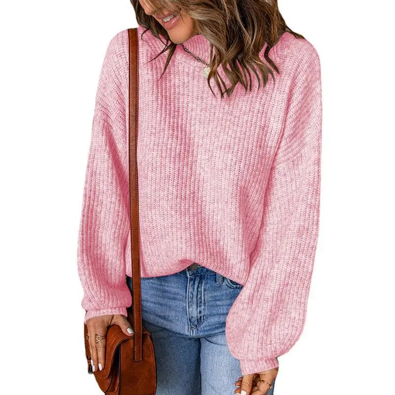 Women's Knitted Sweater Autumn Winter Solid Color Loose Mock Neck Pullover Sweater Women's Casual Lantern Sleeve O-Neck Sweater
Women's Knitted Sweater Autumn Winter Solid Color Loose Mock Neck Pullover Sweater Women's Casual Lantern Sleeve O-Neck Sweater