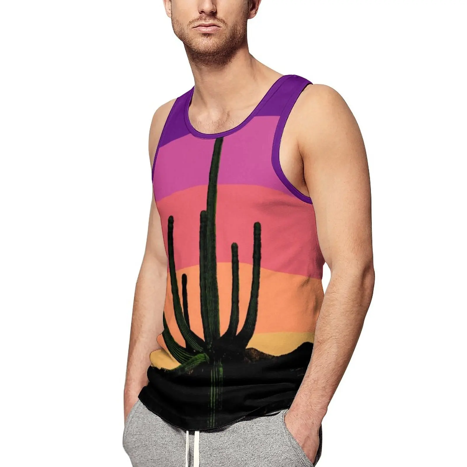 Colorful Desert Tank Top Saguaro Cactus Sunset Cool Tops Beach Workout Mens Printed Sleeveless Vests Plus Size 4XL 5XL
Colorful Desert Tank Top Saguaro Cactus Sunset Cool Tops Beach Workout Mens Printed Sleeveless Vests Plus Size 4XL 5XL